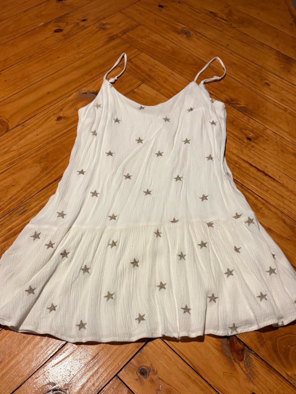 Mi Ami White Star-Accent Spaghetti Strap Dress XS